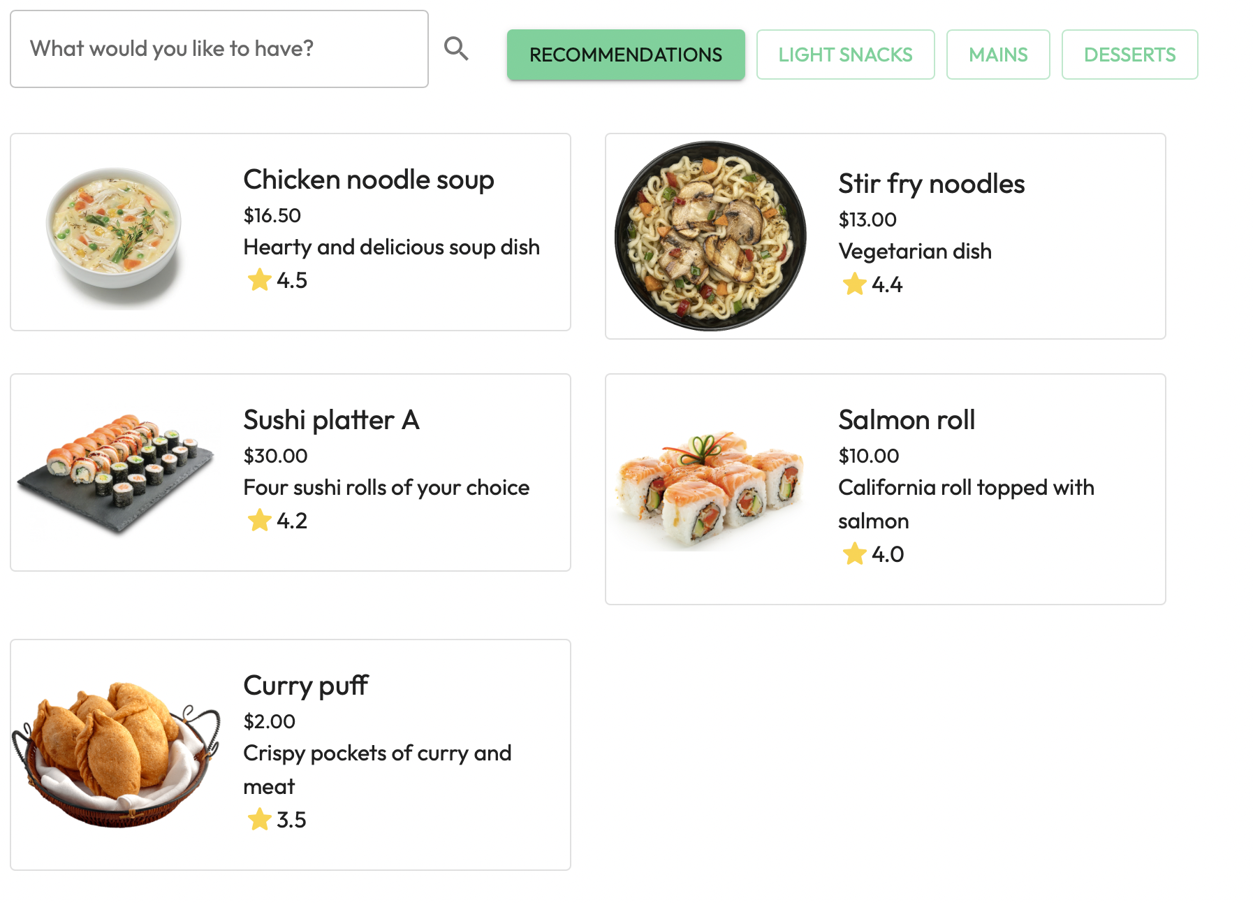 Menu Screenshot