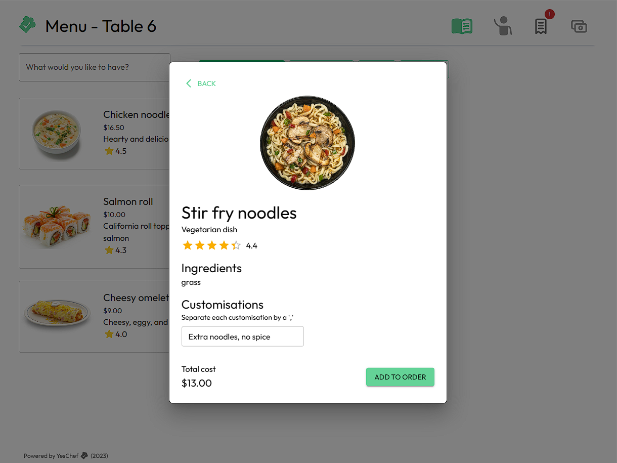 Menu Screenshot